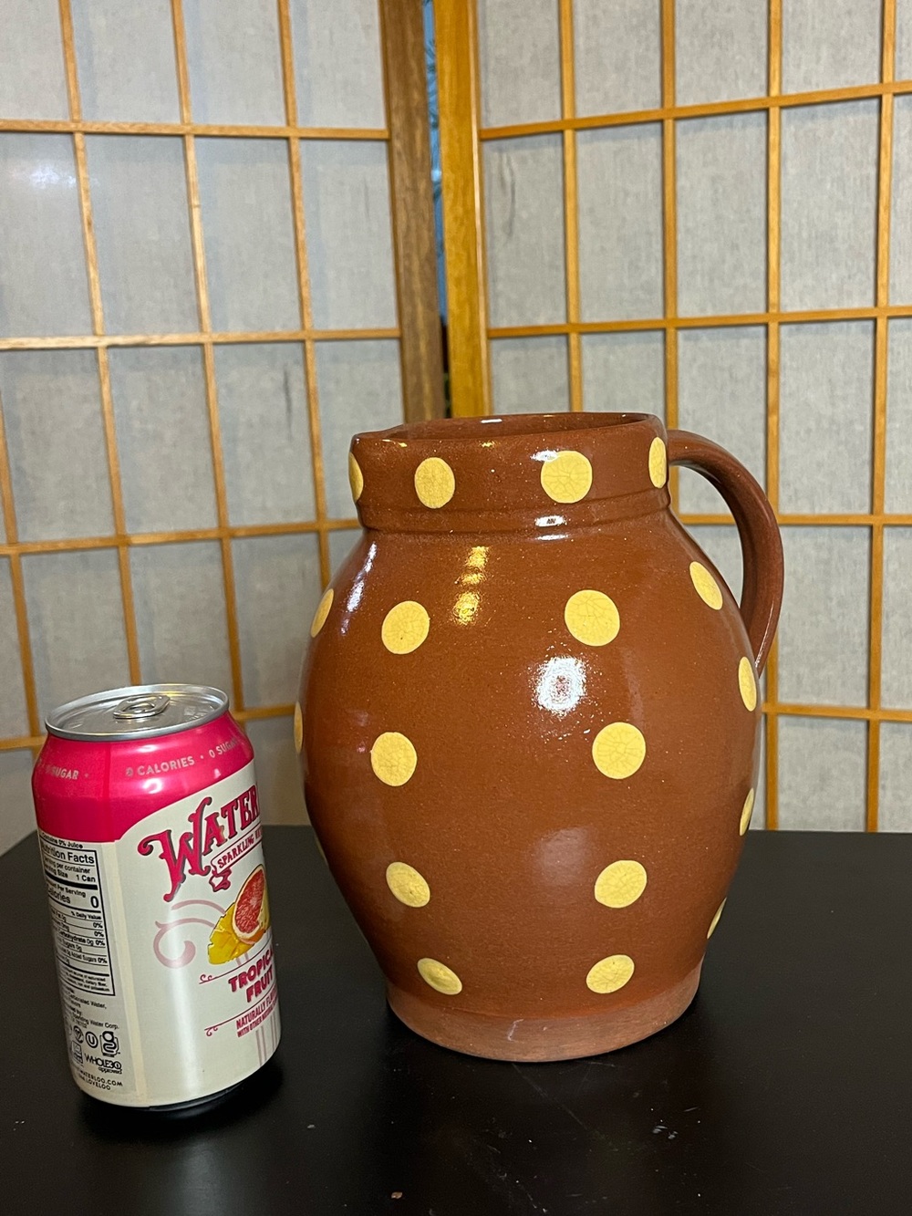 Vintage 2003 redware ceramic polka dot pitcher vase Wisconsin Pottery 8" - Picture 8 of 8
